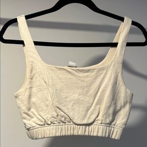 Simons Cream Scoop-Neck Cropped Tank